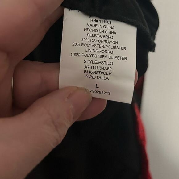 Lily Rose Junior Black Red Velvet  Floral Tie Back High Neck Mini Dress  Large - Picture 6 of 10